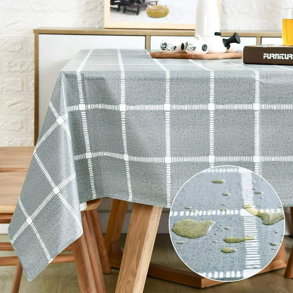 Vinyl Oilcloth Tablecloth Rectangular Spillproof Waterproof Wipeable PVC Plastic Large Tablecloths for Card Table Tablecloth - Bird Silver Gray 60 x 78 Inch