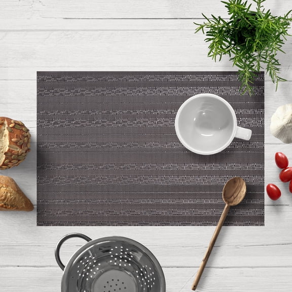 Vinyl PVC Placemats Set of 4 for Dining Coffee Table Scratch Heat Stain Resistant Anti Skid Kitchen Decor Washable Wipeable Indoor Outdoor Durable Place Mats 18x12 Inches - Brown