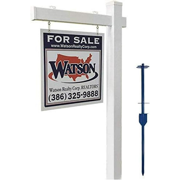 Vinyl PVC Real Estate Sign Post - White with Standard Cap - 6' Post