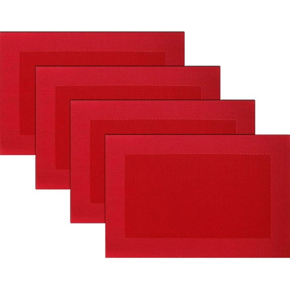 SafeMatset - Heat-Resistant Vinyl Placemats, Washable, Set of 4 (Red)