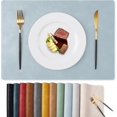 thumbnail image 1 of Vinyl Placemats Set of 8-12 X 17 Inch - Faux Leather 100% Waterproof Oil-Proof Wipeable PU Place Mats, Heat Resistant Reversible Table Mats for Kitchen, Dining, Outdoor (Sky Blue), 1 of 13