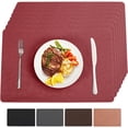 thumbnail image 1 of Vinyl Placemats Set of 8 Heat Resistant Easy Clean Non-Slip Place Mats for Dining Table Faux Leather Waterproof Stain Resistant Wipeable Washable PVC Table Mats(8, Red), 1 of 8