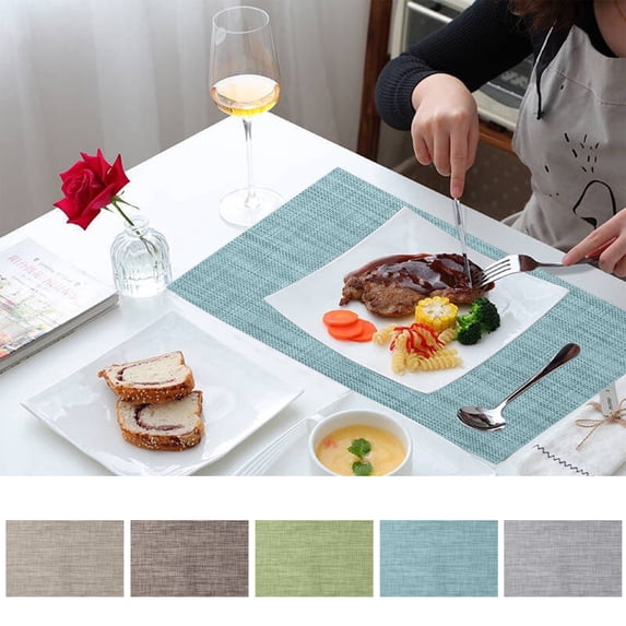Vinyl Placemats Set of Washable Non-Slip Pvc Weave Table Mats for Dining Table Protection and Easy Cleaning Perfect for Everyday Family Meals and Casual Dining Topliu