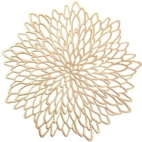 Vinyl Placemats Sets of 4 Non-Slip Washable Heat Resistant Round PVC Table Mats for Morden Kitchen Dining Table Wedding,Gold