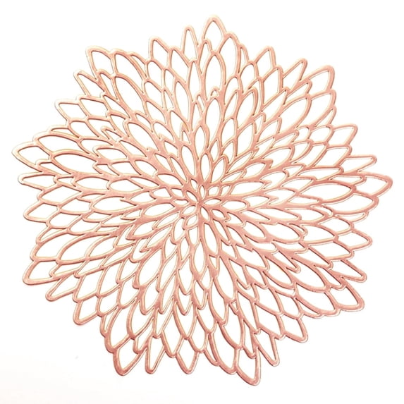 Vinyl Placemats Sets of 6 Non-Slip Washable Heat Resistant Round PVC Table Mats for Morden Kitchen Dining Table Wedding,Rose Gold