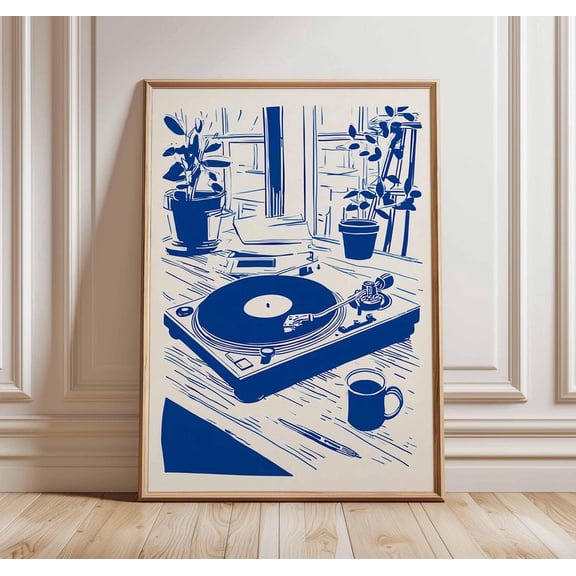 Vinyl Poster, Record Player Wall Print, Unframed Paper Poster 8x10in