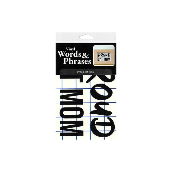 Leisure Arts Home Decor Vinyl Wall Words Proud Cat Mom Black, Removable Oracal Matte Vinyl for Painted Walls Plaques and Glass, Pre-Cut and Transfer Tape Applied