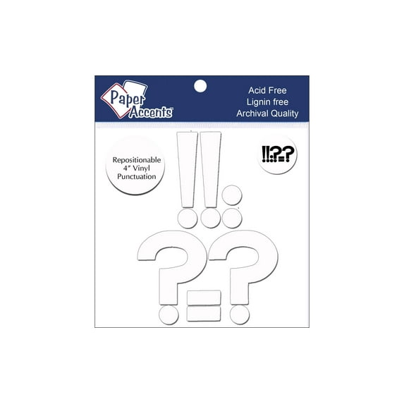 Vinyl Punctuation Removable Adh 4" 2ea !?-. White