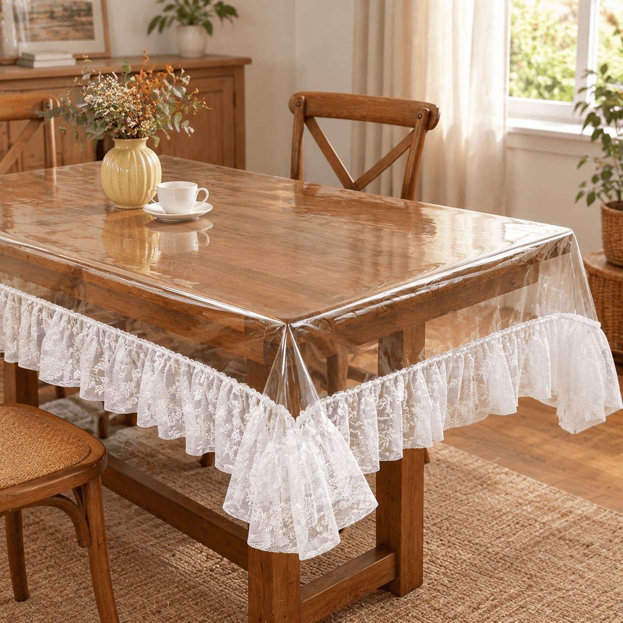 Vinyl Pvc Tablecloth Lace Border Waterproof 60 X 120 Inch - Walmart.com