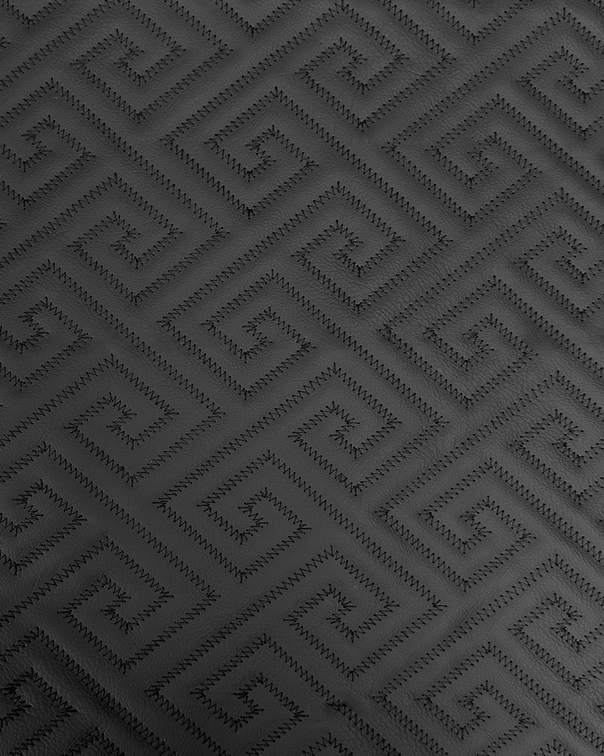 Vinyl Quilted Foam Fabric w 3/8" Foam Backing Upholstery / 52" Wide/Sold by The Yard/ Car Interiors, Door Panels, Dashboards, Headliners, Liners, Seating (Black Grecca w HQ Black Thread, Greek Key)