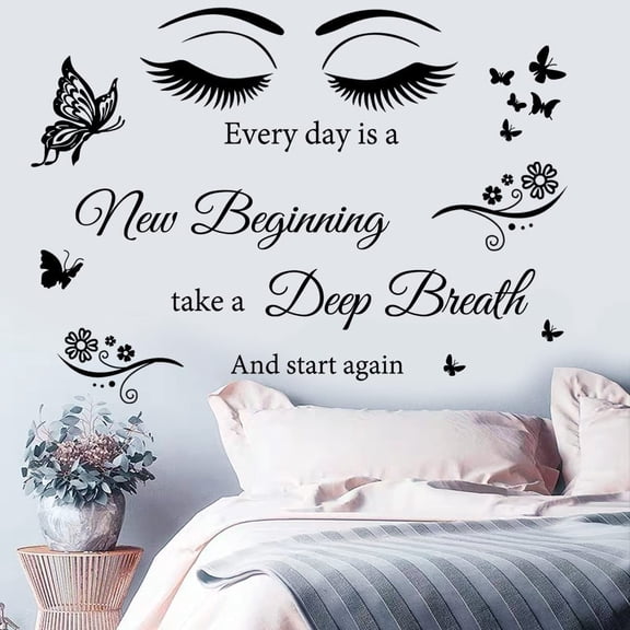 Vinyl Quotes Stickers - Every Day is A New Beginning Inspirational Wall Art Sticker Positive Quotes Wall Decals for Living Room, Bedroom, Classroom, Office, Studio, School, Teen Dorm Room
