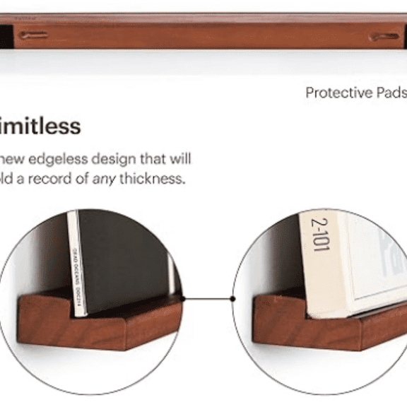 Vinyl R rd Wall Mount - an Elegant Display Ledge Made from Solid Wood - This Vinyl R rd Shelf Will Hold R rds of Any Size (Brown)