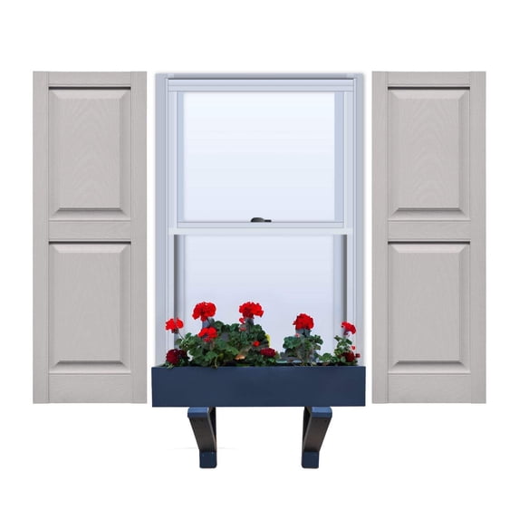 Vinyl | Raised Panel Exterior Shutters | 12" Width | with Mid Rail (50/50 Split) | 1 Pair