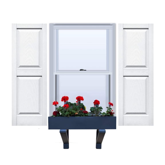 Vinyl | Raised Panel Exterior Shutters | 12" Width | with Mid Rail (50/50 Split) | 1 Pair