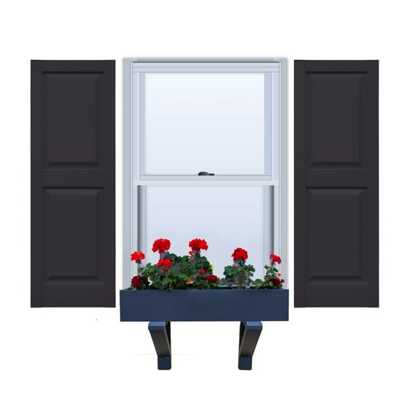 Vinyl | Raised Panel Exterior Shutters | 12" Width | with Mid Rail (50/50 Split) | 1 Pair