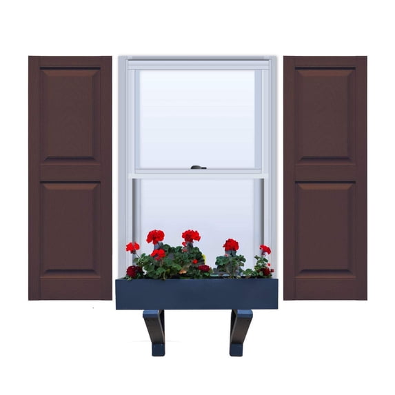 Vinyl | Raised Panel Exterior Shutters | 12" Width | with Mid Rail (50/50 Split) | 1 Pair