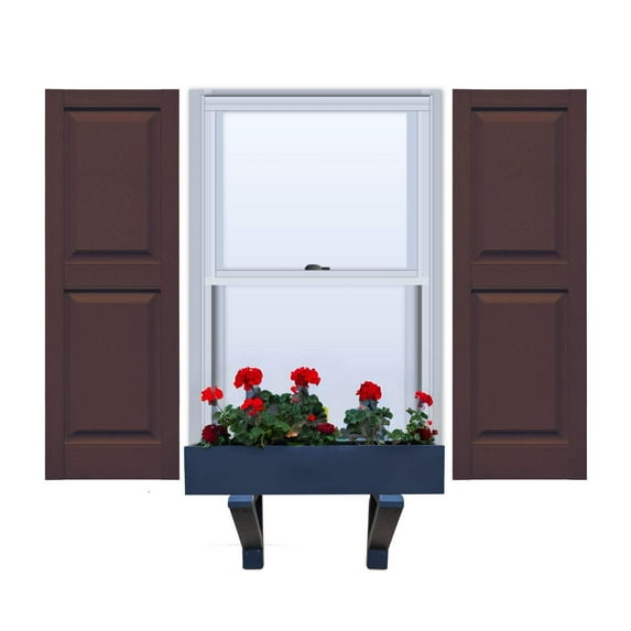 Vinyl | Raised Panel Exterior Shutters | 12" Width | with Mid Rail (50/50 Split) | 1 Pair