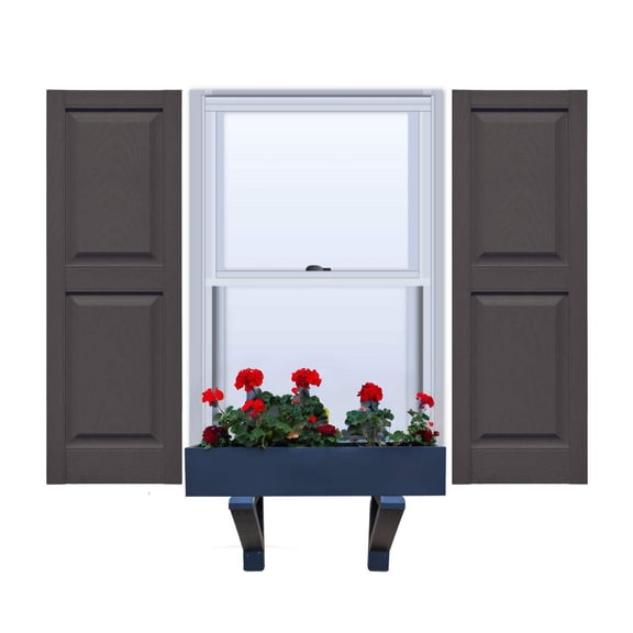 Vinyl | Raised Panel Exterior Shutters | 12" Width | with Mid Rail (50/50 Split) | 1 Pair