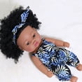 thumbnail image 1 of Vinyl Reborn Baby Doll, 8.6inch Realistic Figure with Curly Hair and Hooded Outfit, Soft Body Collectible for 3-4years, Dressable Art Toy, 1 of 4
