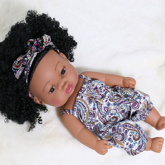 Vinyl Reborn Baby Doll, 8.6inch Realistic Figure with Curly Hair and Hooded Outfit, Soft Body Collectible for 3-4years, Dressable Art Toy