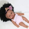thumbnail image 1 of Vinyl Reborn Baby Doll, 8.6inch Realistic Figure with Curly Hair and Hooded Outfit, Soft Body Collectible for 3-4years, Dressable Art Toy, 1 of 4