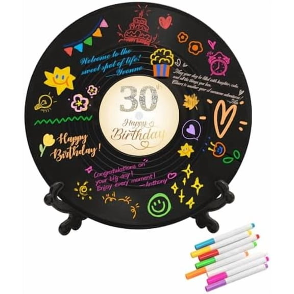 Vinyl Record 30th Birthday Decorations Happy 30th Birthday Guest Book Alternatives Party Decorations Sign PosterLarge Birthday Card Great Gift for Men Women (30 Years Old)