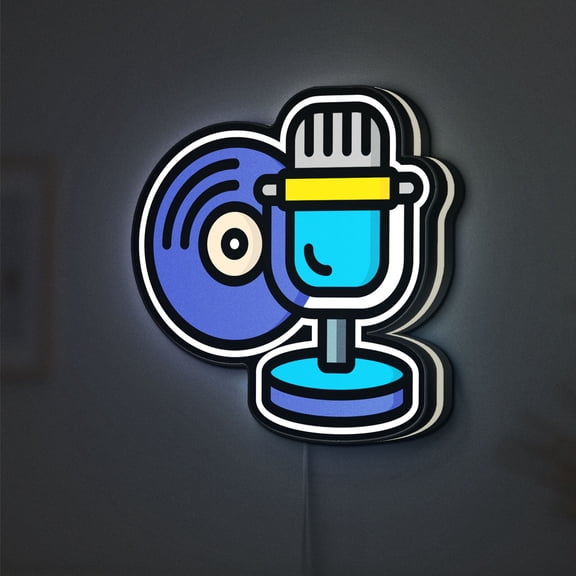 Vinyl Record 3D Novelty Light Box, DJ and Music Decor for Audiophiles and Retro Lovers (Width 8 inch, 20cm)
