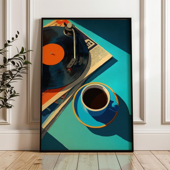 Vinyl Record And Coffee Cup Poster