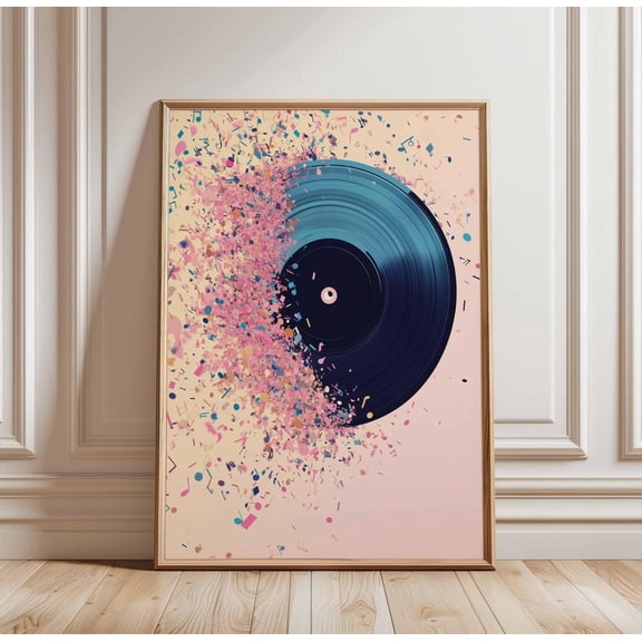 Vinyl Record Art Colorful Music Abstract Retro Music Lover Gift Unframed Paper Print