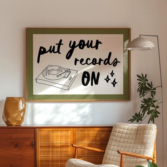 Vinyl Record Art: Retro Living Room Music Print