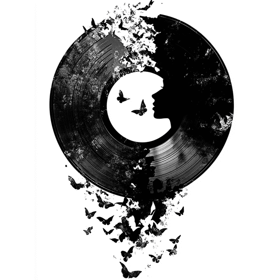 Vinyl Record Butterfly Woman Decor Art Painting/Canvas Art Suitable for Decorating Living Room Bedroom Office Studio Music Room Hallway Bar Cafe or Gallery 169