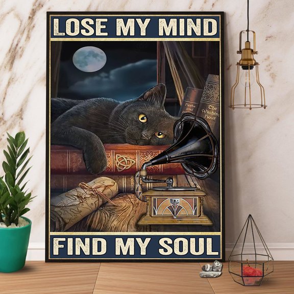 Vinyl Record Cat Lose My Mind Find My Soul Poster No Frame Wrapped Full Size 24 x 36 Inch Poster