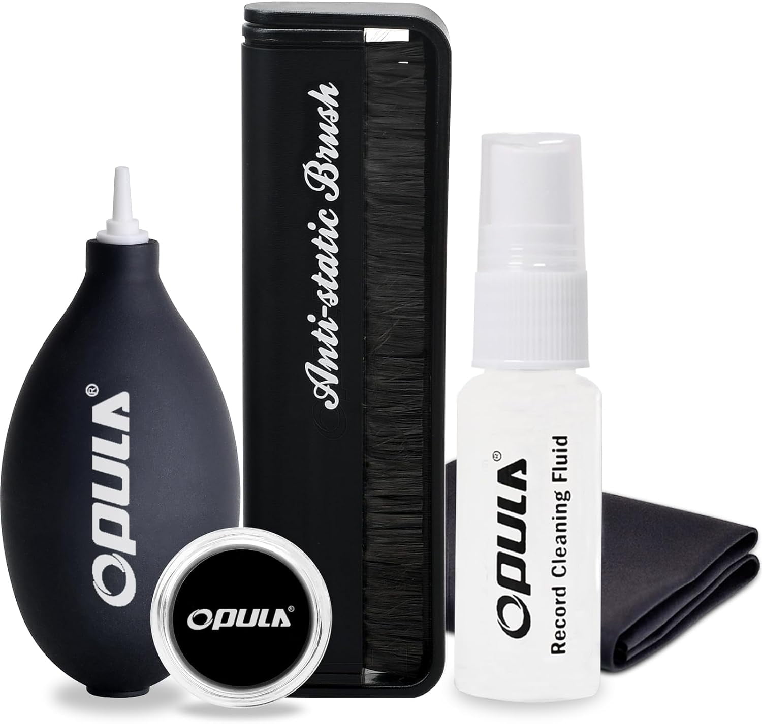 Vinyl Record Cleaner Kit 5-in-1,Anti Static Carbon Fiber Vinyl Record Cleaning Brush,Turntable Stylus Cleaning Gel,Air Blower Cleaner,Cleaning Cloth,Cleaning Solution Liquid,Vinyl Record Cleaning Kit