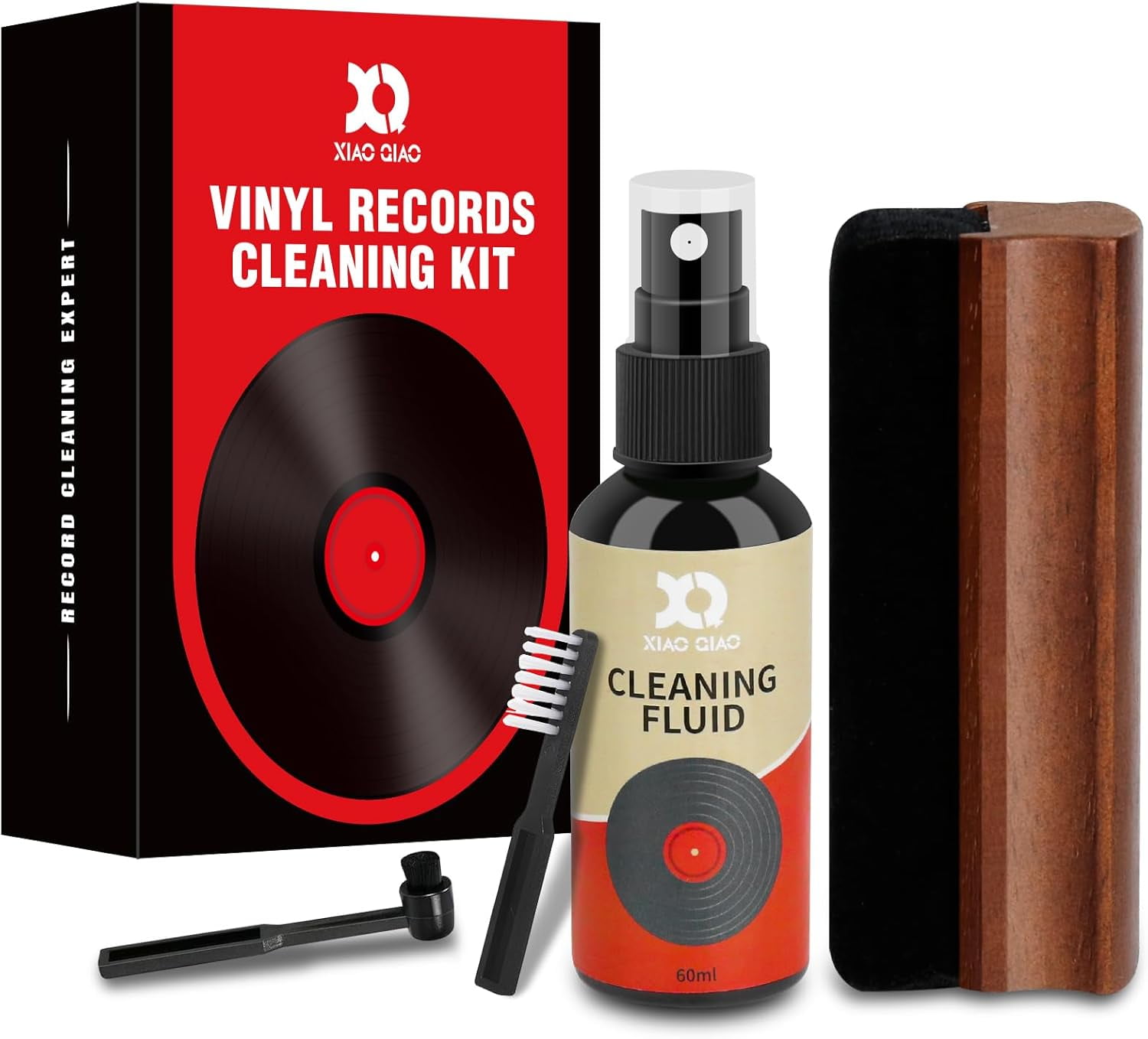 Vinyl Record Cleaner Kit 6in1 Vinyl Records Kit Includes Soft Velvet Record Brush, Liquid