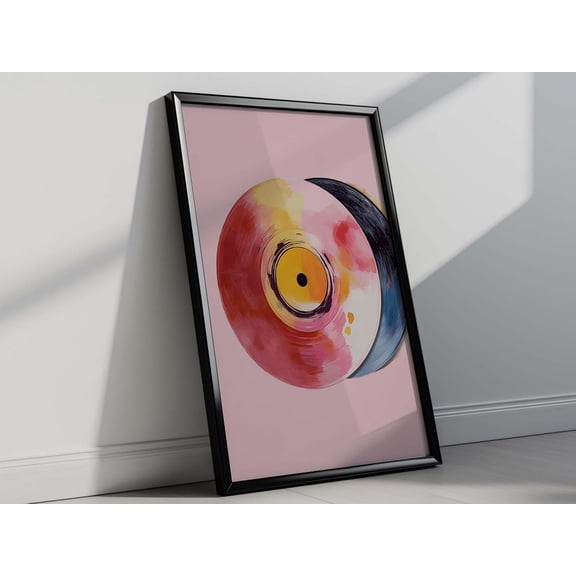 Vinyl Record Colorful Retro Music Wall Art, Unframed Paper Print Size 8x12