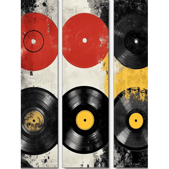 Vinyl Record Decoration Painting/Canvas ArtPerfect for Living RoomRed and Black Records Artwork.