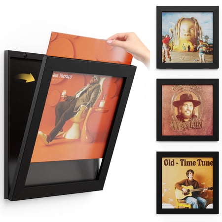 Vinyl Record Frame Wall Front Opening, 3-Pack Album Frames for Vinyl Records Display, Vinyl Frame for 12x12 inch LP Vinyl Record Cover Display,Black