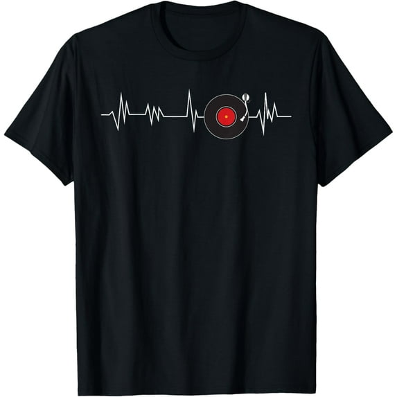 Vinyl Record Heartbeat Retro Music Vintage Disc Jockey T-Shirt