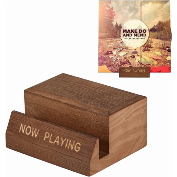 Vinyl Record Holder Display Stand - Tabletop Now Playing Album Cover Holder - Now Spinning Record Rack - Single CD Stand LP Display Shelf - Wooden Vinyls Records Storage Organizer - Modern Home Decor
