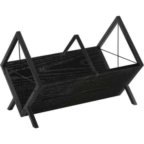 Vinyl Record Holder - LP Storage Rack, Quick Assembly Display, Retro Style Organizer for Magazine, Book, Files, Albums (Black)