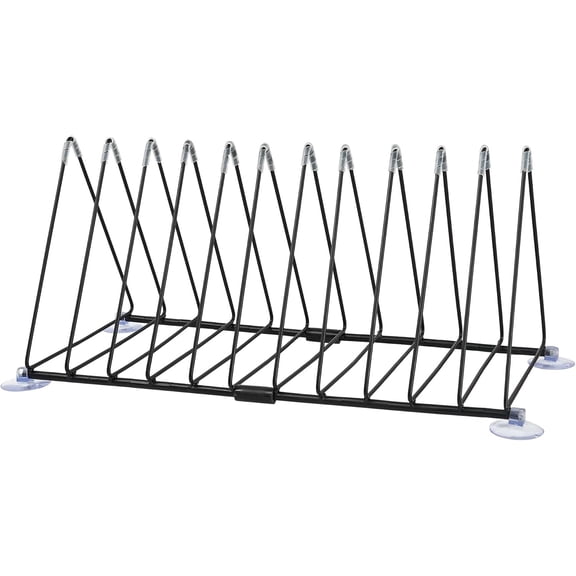 Vinyl Record Holder Storage, 11 Slot Metal Record Stand Magazine Newspaper Album Display Rack Desktop Triangle File Holders for Office Home Black