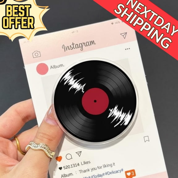 Vinyl Record Magnetic Phone Grip  Retro Music Lover Accessory