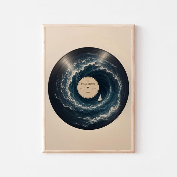 Vinyl Record Ocean Storm Surreal Decor Wall Art