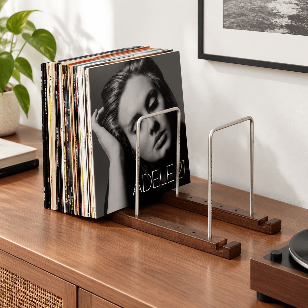 Slanted Vinyl Rack Vinyl Record Organizing Rack, Reddish Brown, Holds 50-75 LPs - Walmart.com