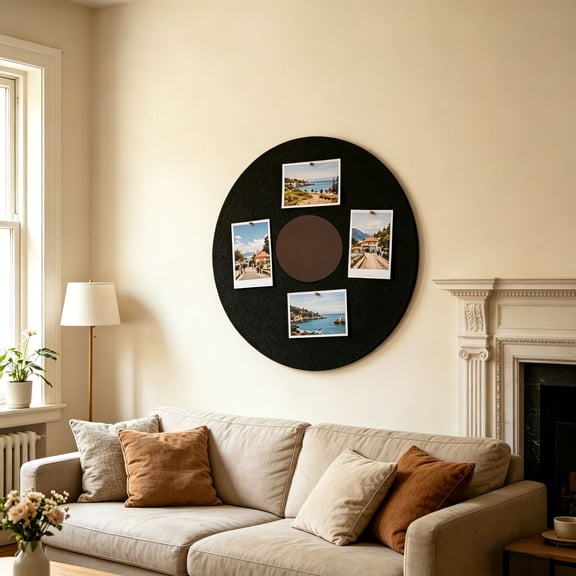 Vinyl Record Photo Board 16 Inch Fabric Note Display with Vintage Design for Wall Decor Bedroom Office
