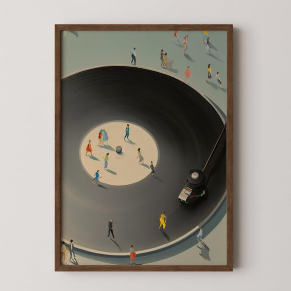 Vinyl Record Player Art Print Retro Turntable with Tiny Dancers Wall Decor (Unframed)