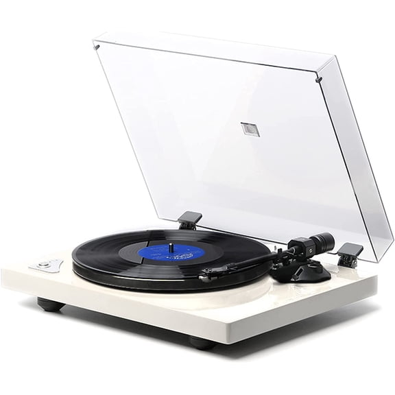 Vinyl Record Player with Bluetooth Connection,Turntable Record Player Bluetooth,Built-in Preamp,Support 33 1/3 &45RPM Speeds,Adjustable Counterweight, AT-3600L,Full Piano Lacquer,Pearl White