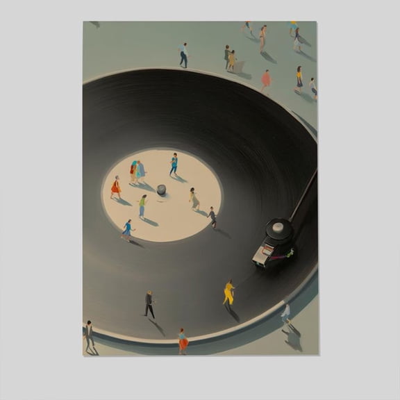 Vinyl Record Player Retro Turntable with Tiny Dancers Wall Decor Vintage Poster Mid-Century Modern Home Size 24''x36''-Gategoo