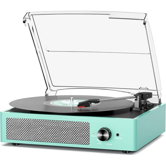 Vinyl Record Player Turntable with Built-in Bluetooth Receiver & 2 Stereo Speakers, 3 Speed 3 Size Portable Retro Record Player for Entertainment and Home Decoration