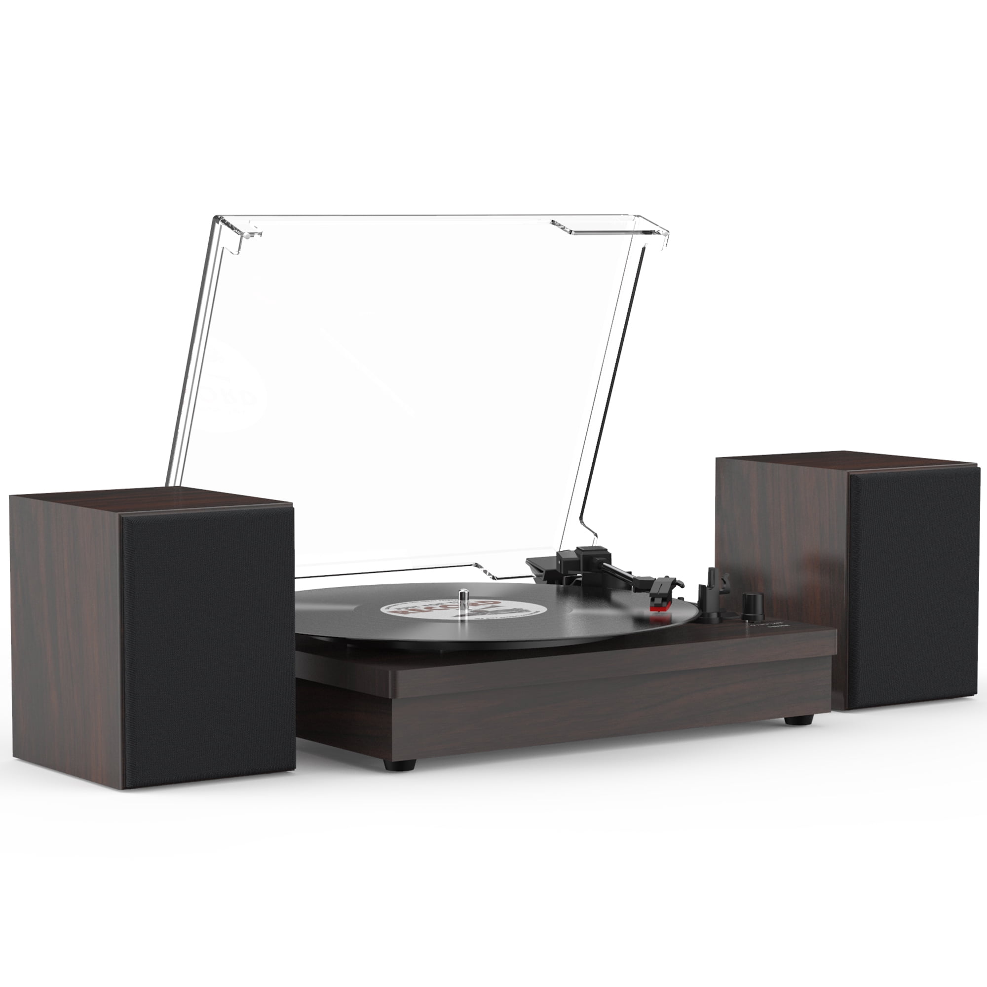 Vinyl Record Player Turntable with Speakers Record Player with Bookshelf Speakers 3Speed Belt